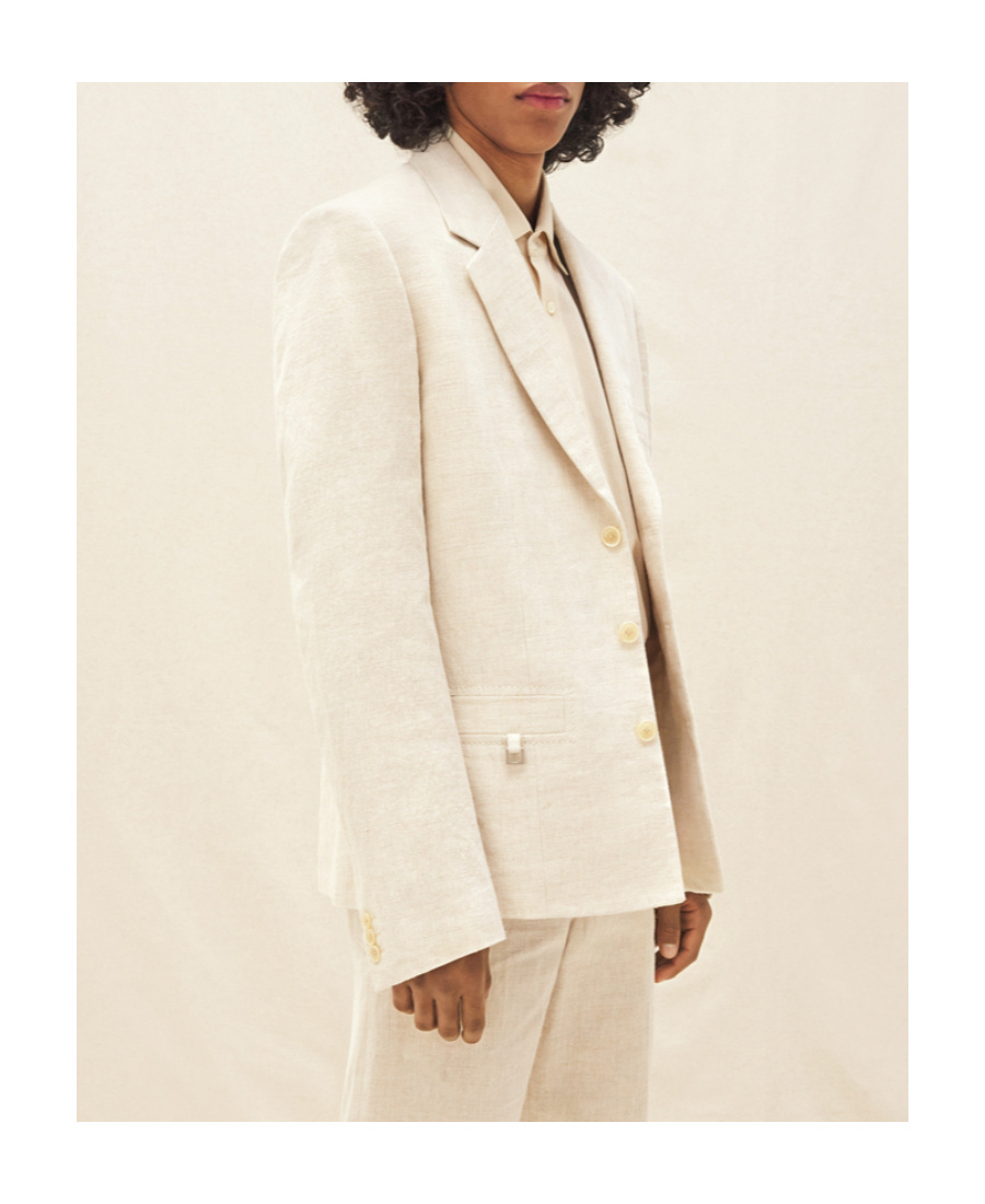 Jacquemus Single-breasted Silk-blend Blazer In White
