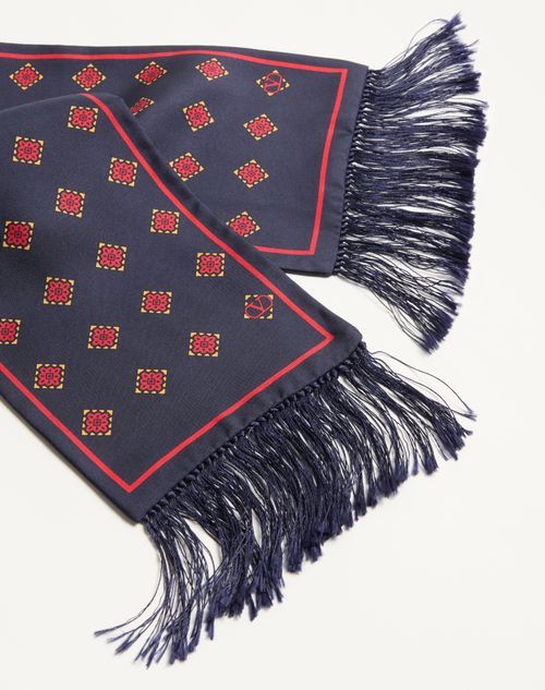 Valentino Opticool Silk Bandeau Scarf With Fringe In Black