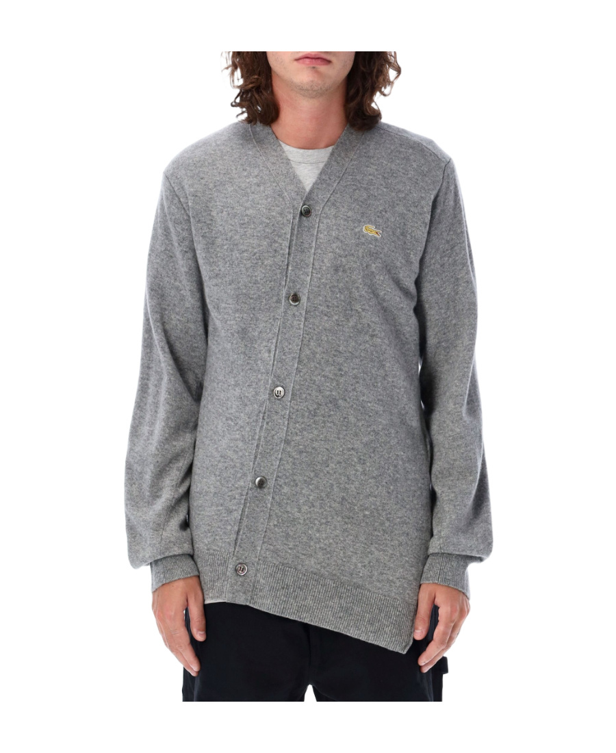 Comme Des Garçons Asymmetrical Knitted Cardigan In Gray