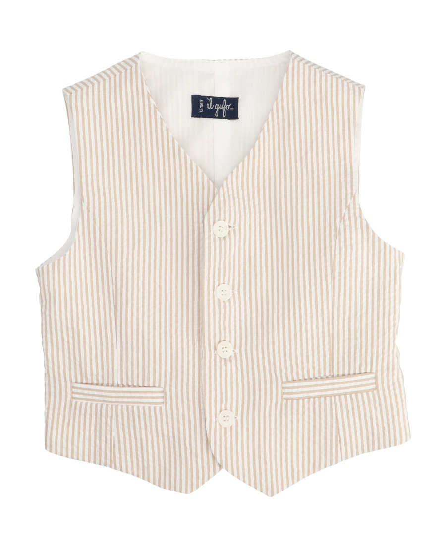 Il Gufo Stripe-pattern Cotton Waistcoat In White