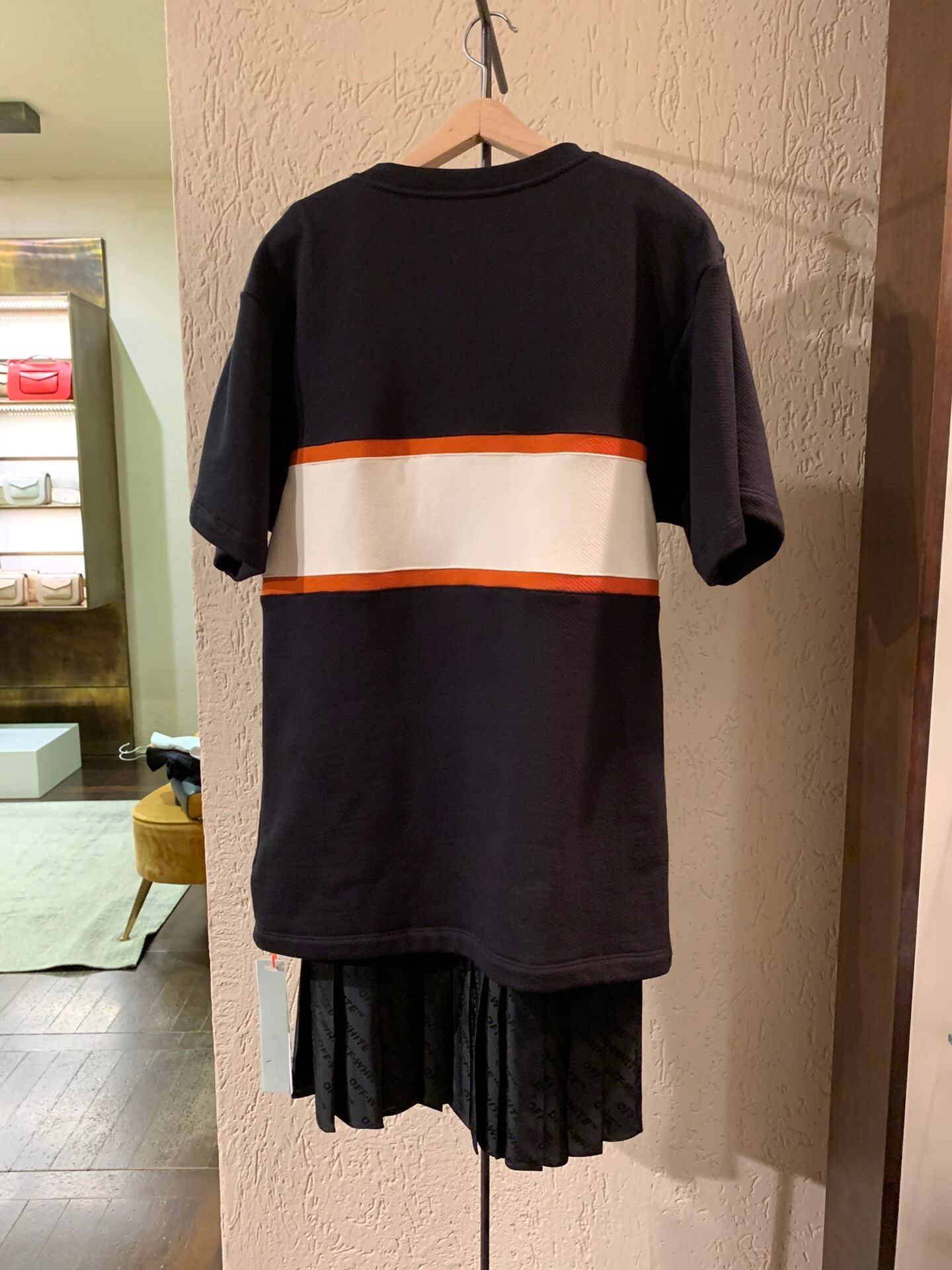 Off-white Contrasting Panels T-shirt Dress In Black