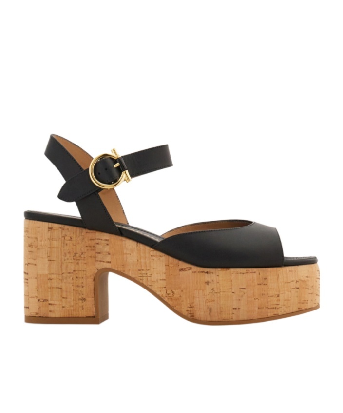 Ferragamo Platform Sandal In Black