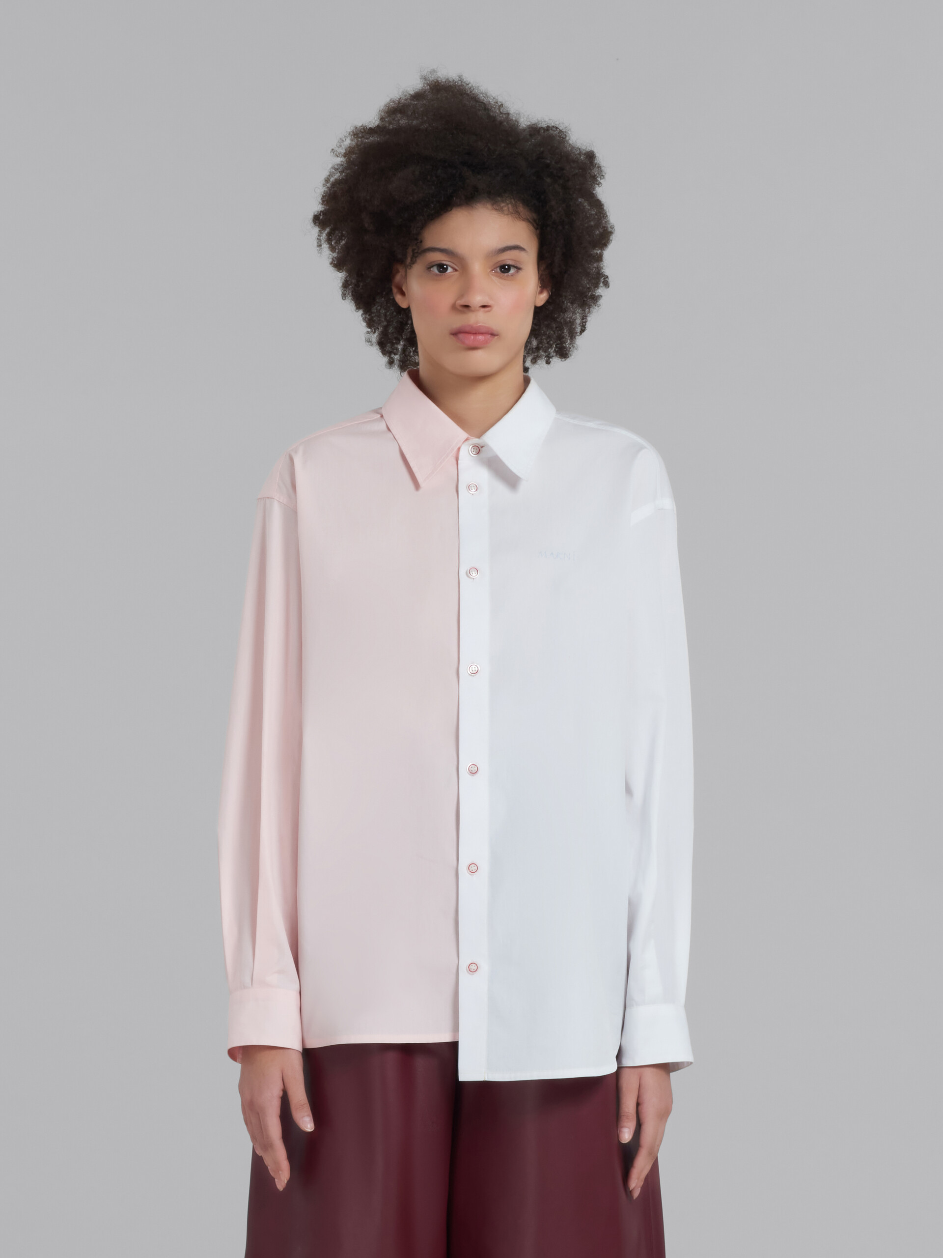 Marni White Asymmetric Shirt In Bio Poplin In White