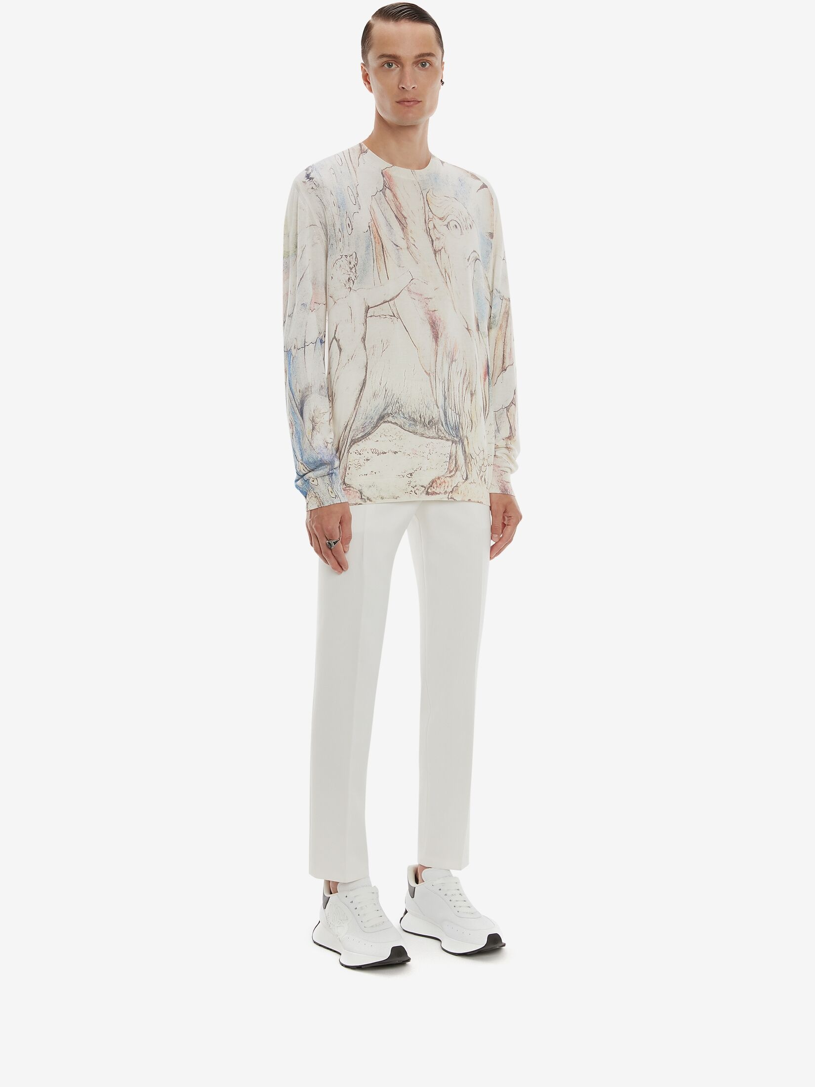 Alexander Mcqueen William Blake Dante-print Crew-neck Jumper In Nude