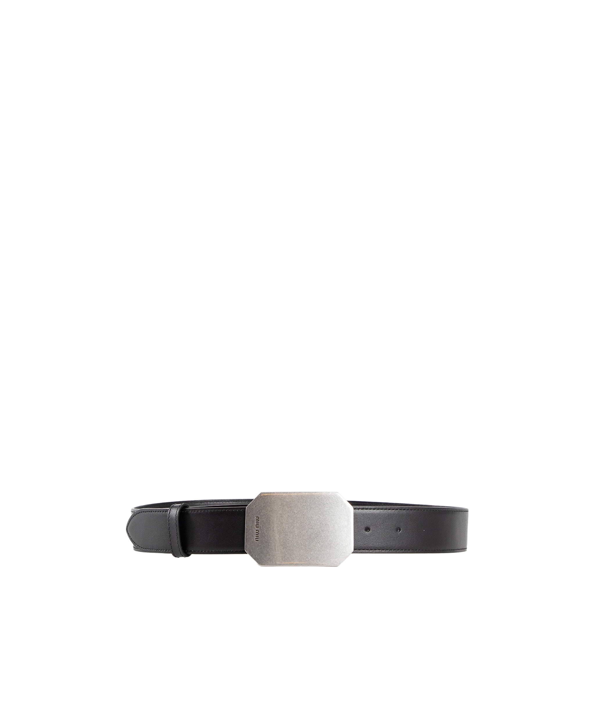 Miu Miu Buckle-fastening Leather Belt In Black