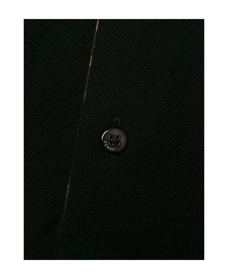 Fendi Black Piqué Polo Shirt In Black
