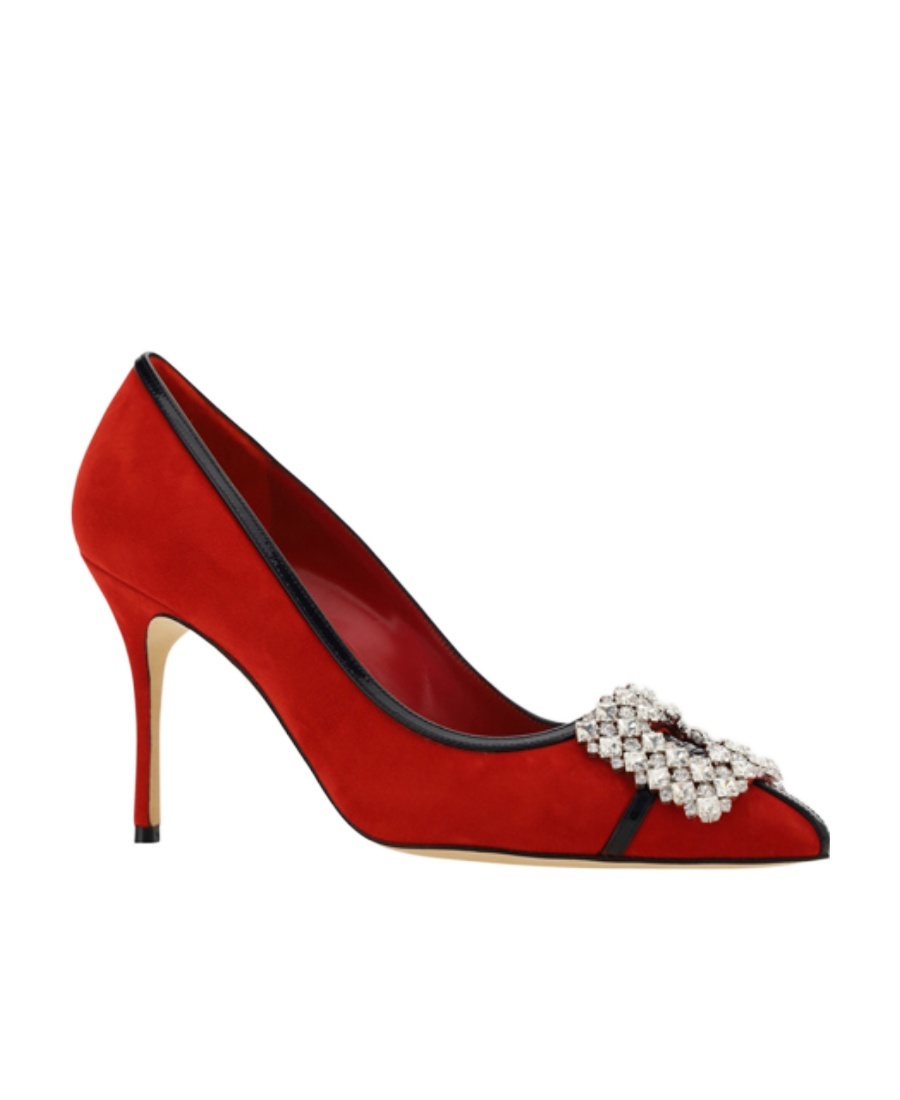 Manolo Blahnik Tuberian 90 Suede Pumps In Red
