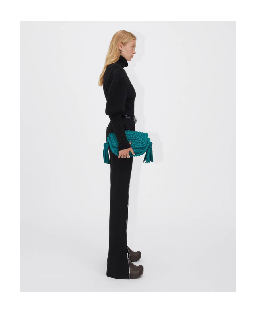 Bottega Veneta Twist-detail Shoulder Bag In Green