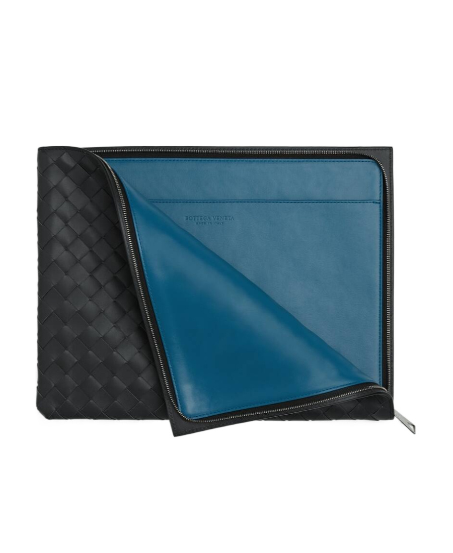 Bottega Veneta Intrecciato Leather Clutch Bag In Black