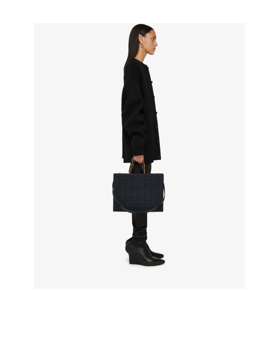 Givenchy Small G-tote Shopping Bag In 4g Embroidery With Chain In Black