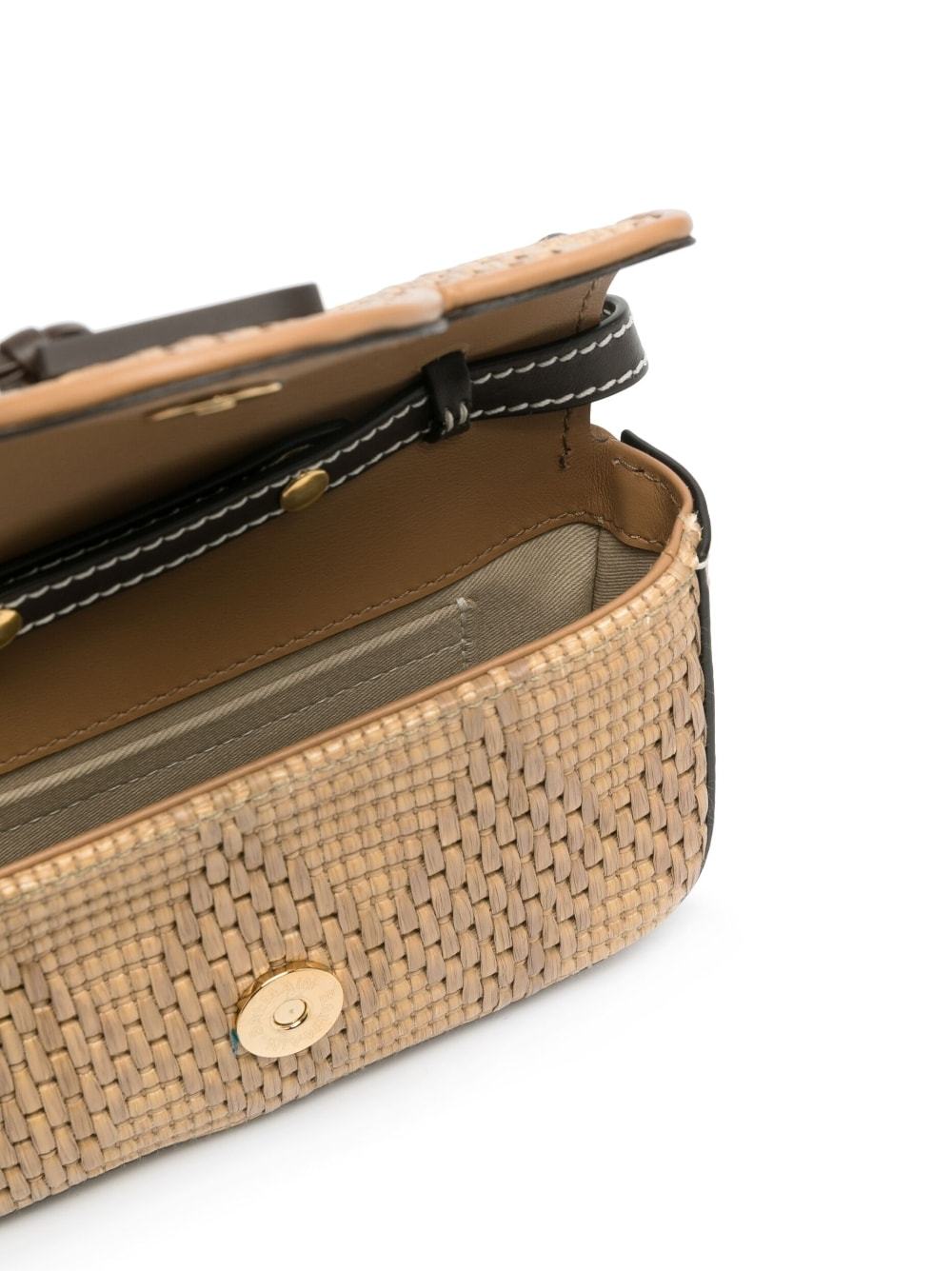 Balmain Mini B-buzz Woven Tote Bag In Nude