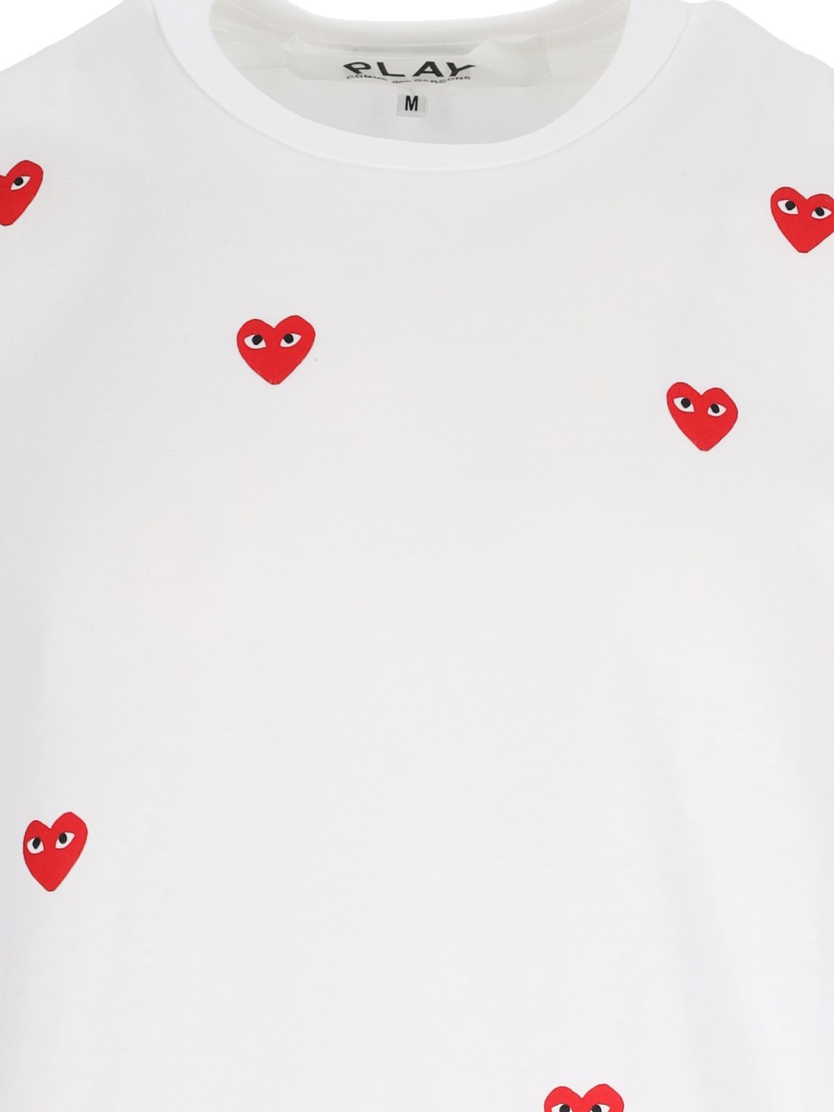 Comme Des Garçons Play T-shirt With Round Neck And Short Sleeves In White