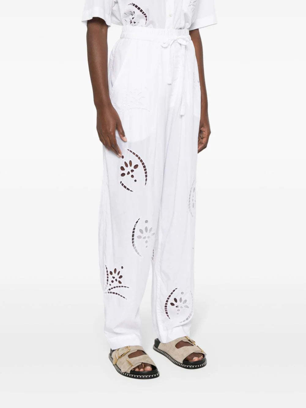 Isabel Marant Hectorina Broderie-anglais Trousers In White
