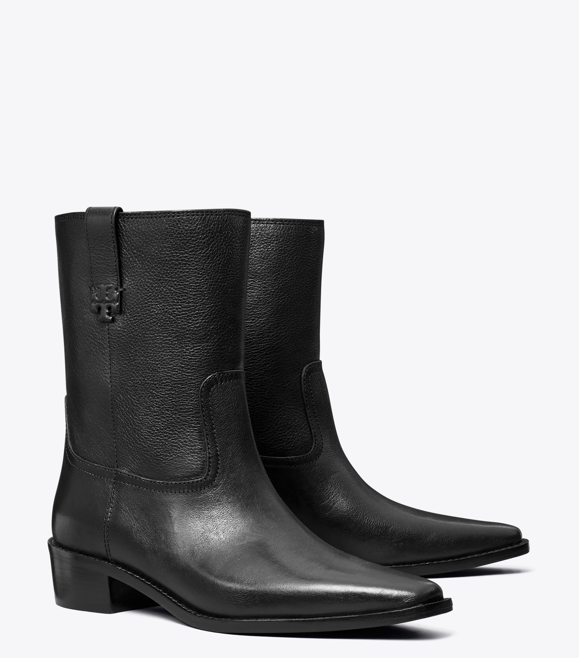 Tory Burch Urban Western Style Short Boots In Black