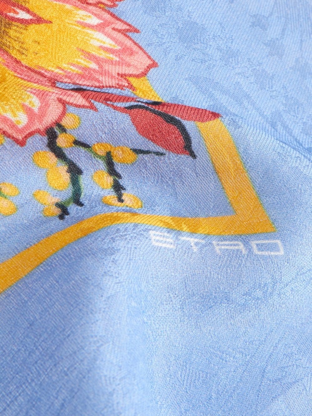 Etro Bandana Bouquet-jacquard Scarf In Blue