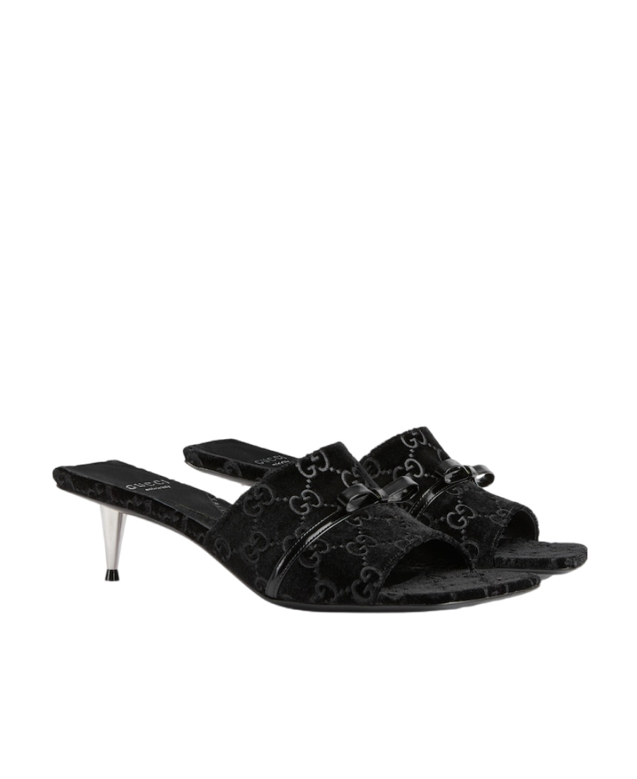 Gucci Gg-jacquard Velvet Mules In Black