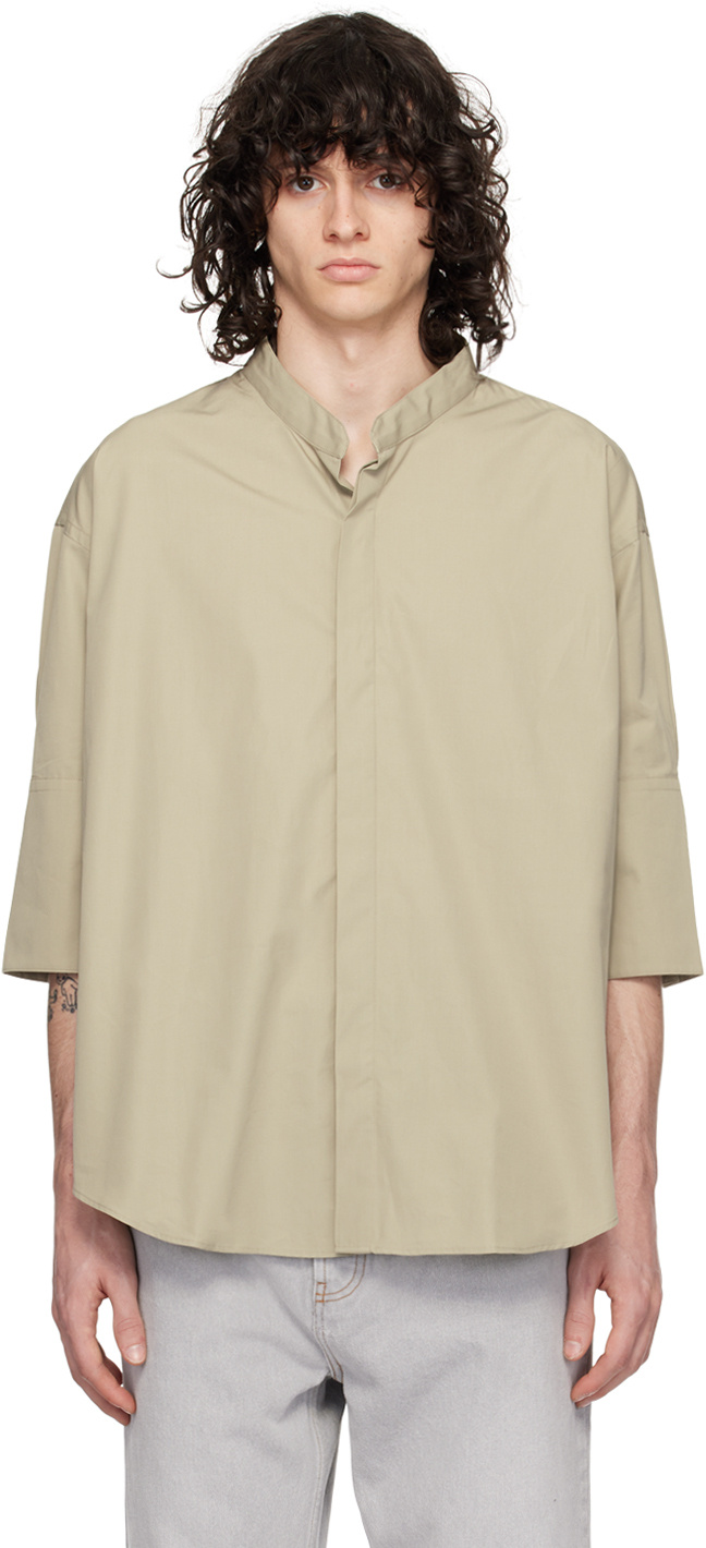 Ami Alexandre Mattiussi Ami Button-up Curved Hem Shirt In Nude