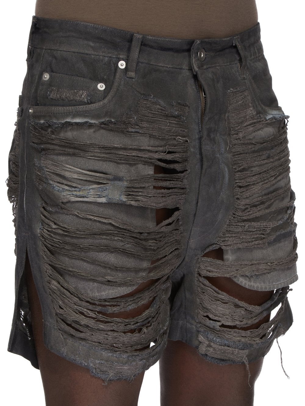 Rick Owens Drkshdw Distressed Denim Shorts In Black