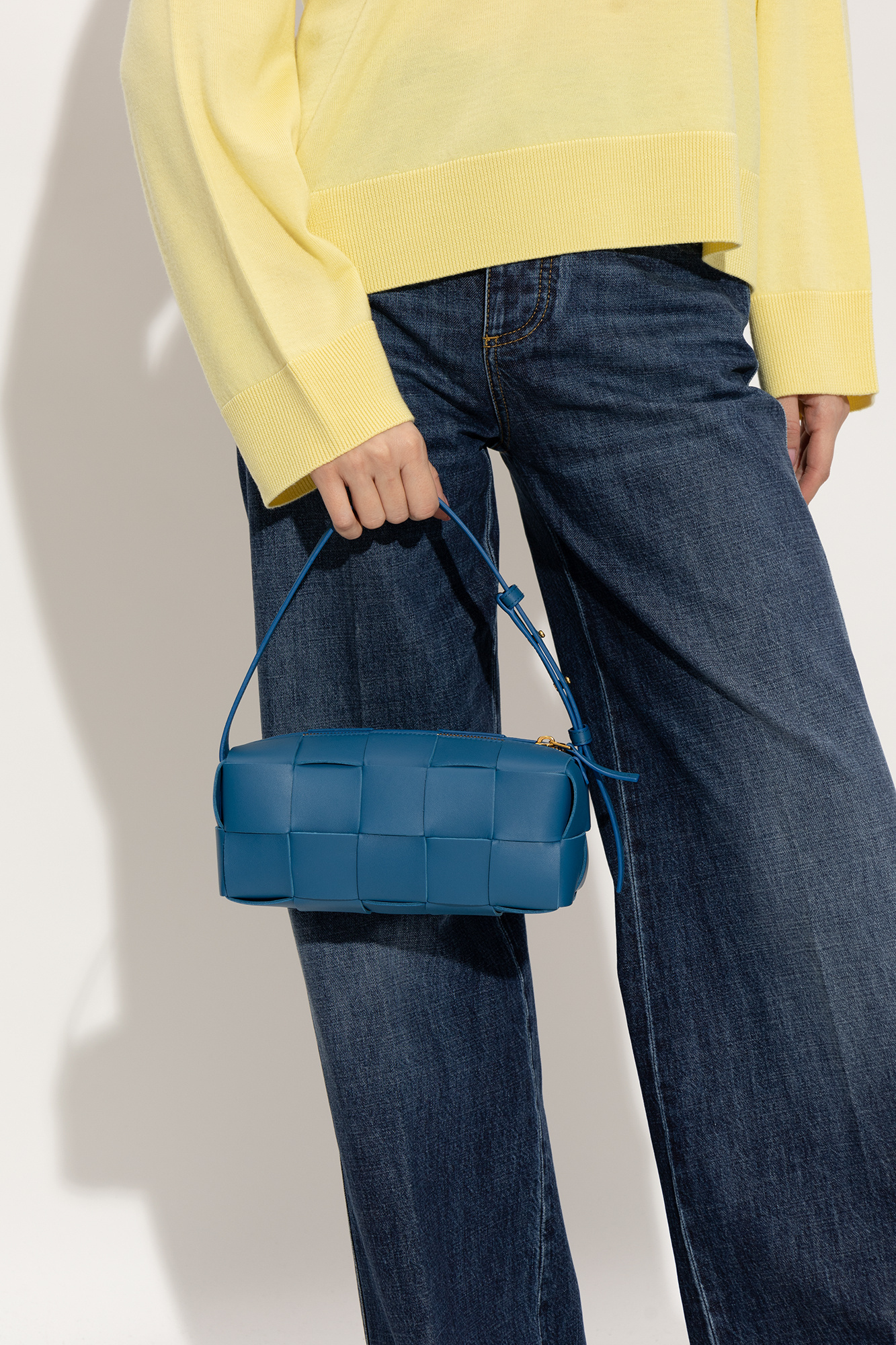 Bottega Veneta Small Brick Cassette Shoulder Bag In Blue