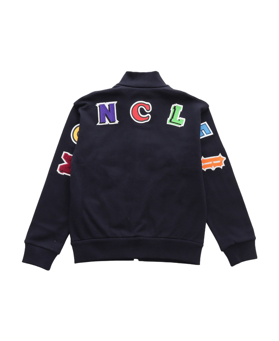 Moncler Embroidered-motif Jacket In Blue
