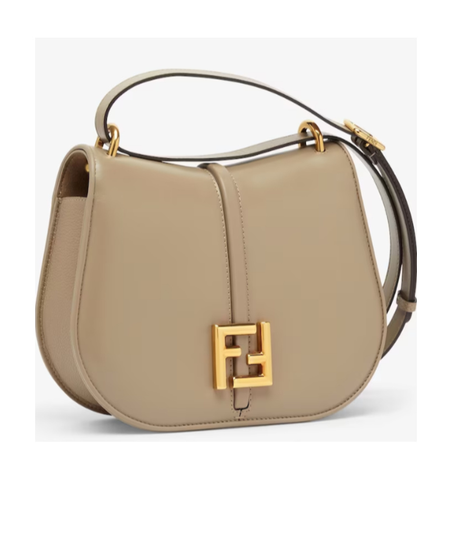 Fendi Logo-plaque Leather Shoulder Bag In Nude