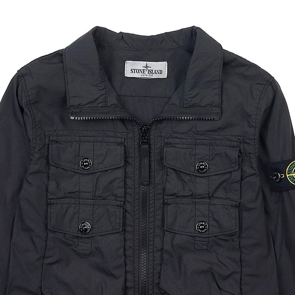 Stone Island Logo-patch Zip-up Jacket In Black