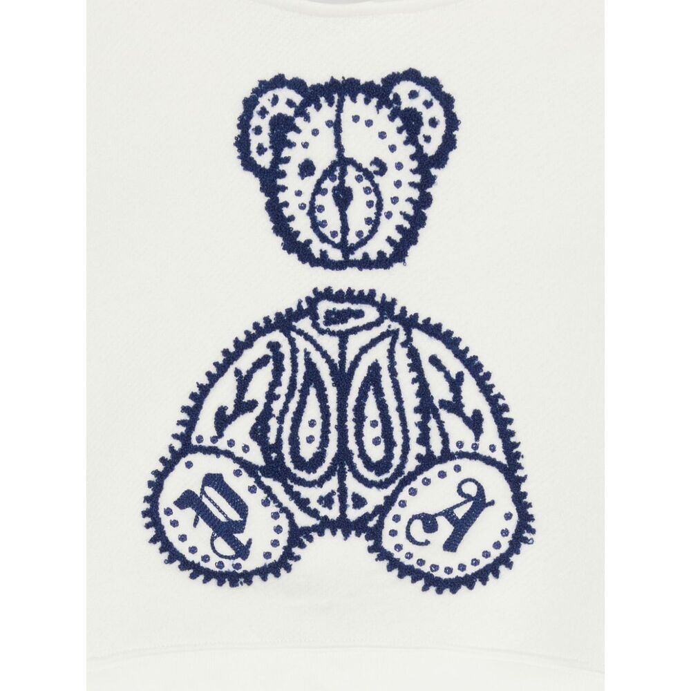 Palm Angels Embroidered Teddy-motif Hoodie In White