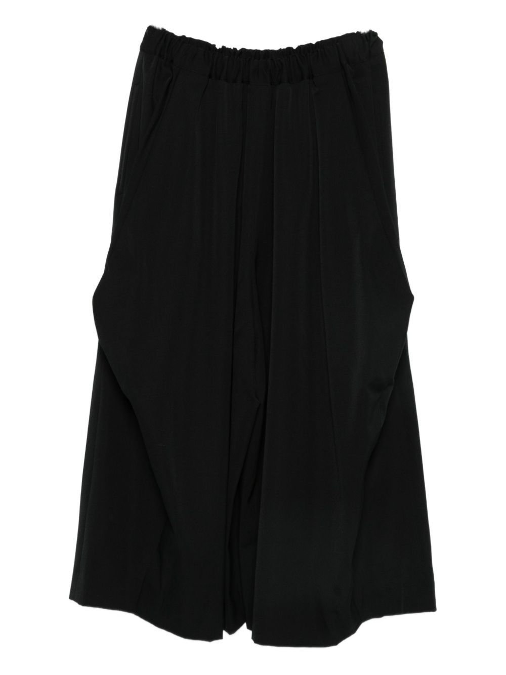 Comme Des Garçons Wide Leg Draped Trousers With Elastic Waistband In Black