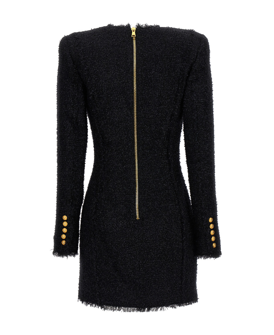 BALMAIN GLITTER-DETAIL TWEED MINIDRESS