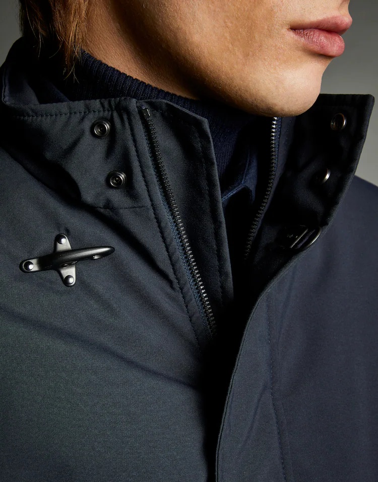 Fay Cotton Suit With Zipper Collar In Black