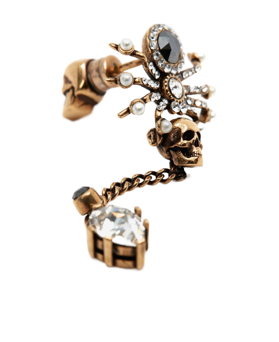 Alexander Mcqueen Crystal-embellished Draped Earrings In Yellow
