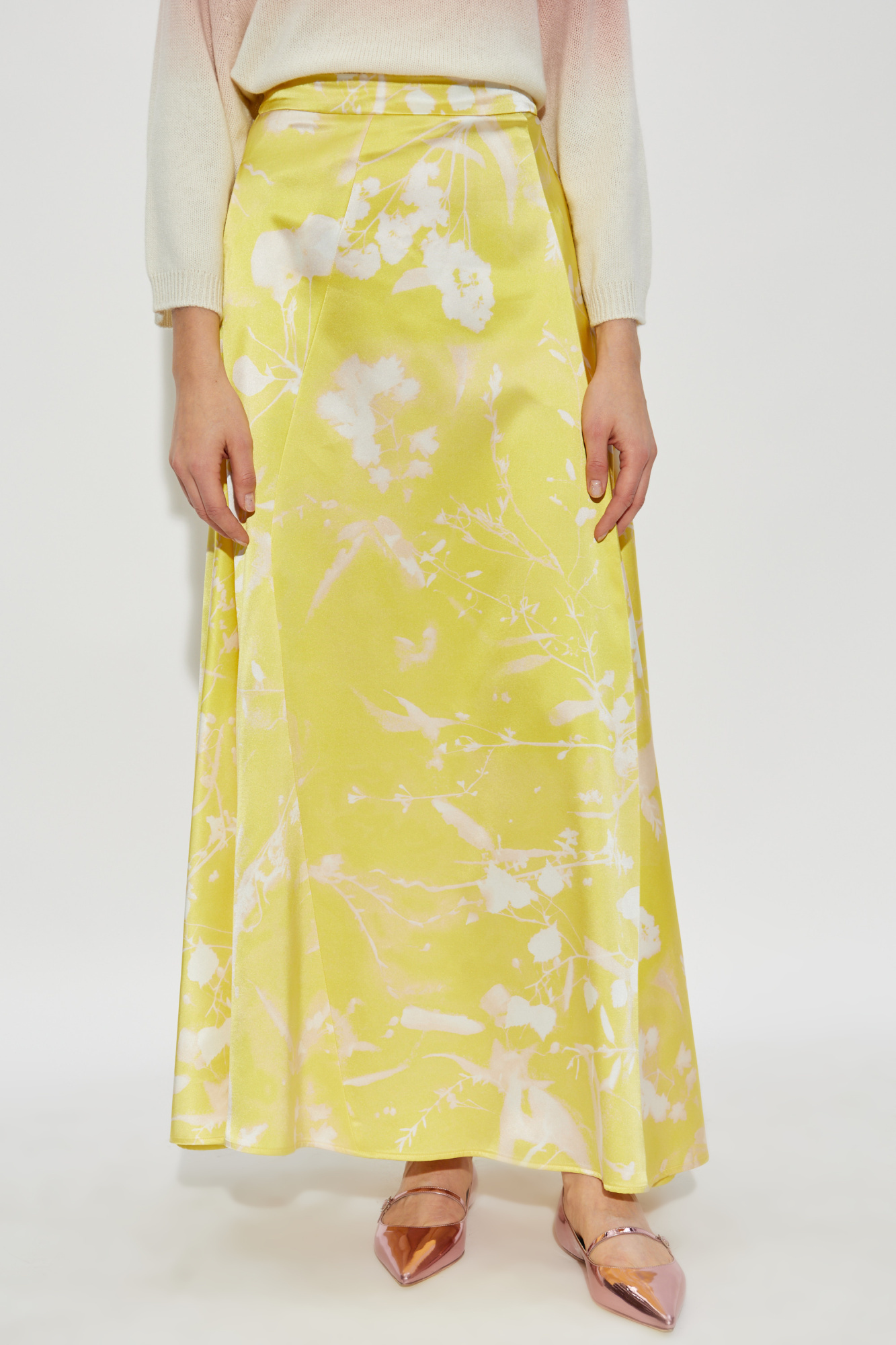 Shop Fabiana Filippi X Lucia Cristiani Tilia-print Maxi Skirt In Yellow
