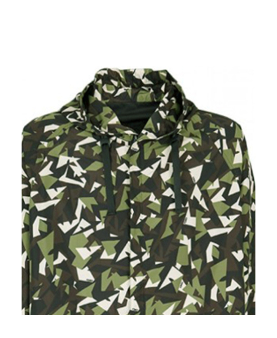 Fendi Medium And Long Style Camouflage With Hat Casual Jacket In Green