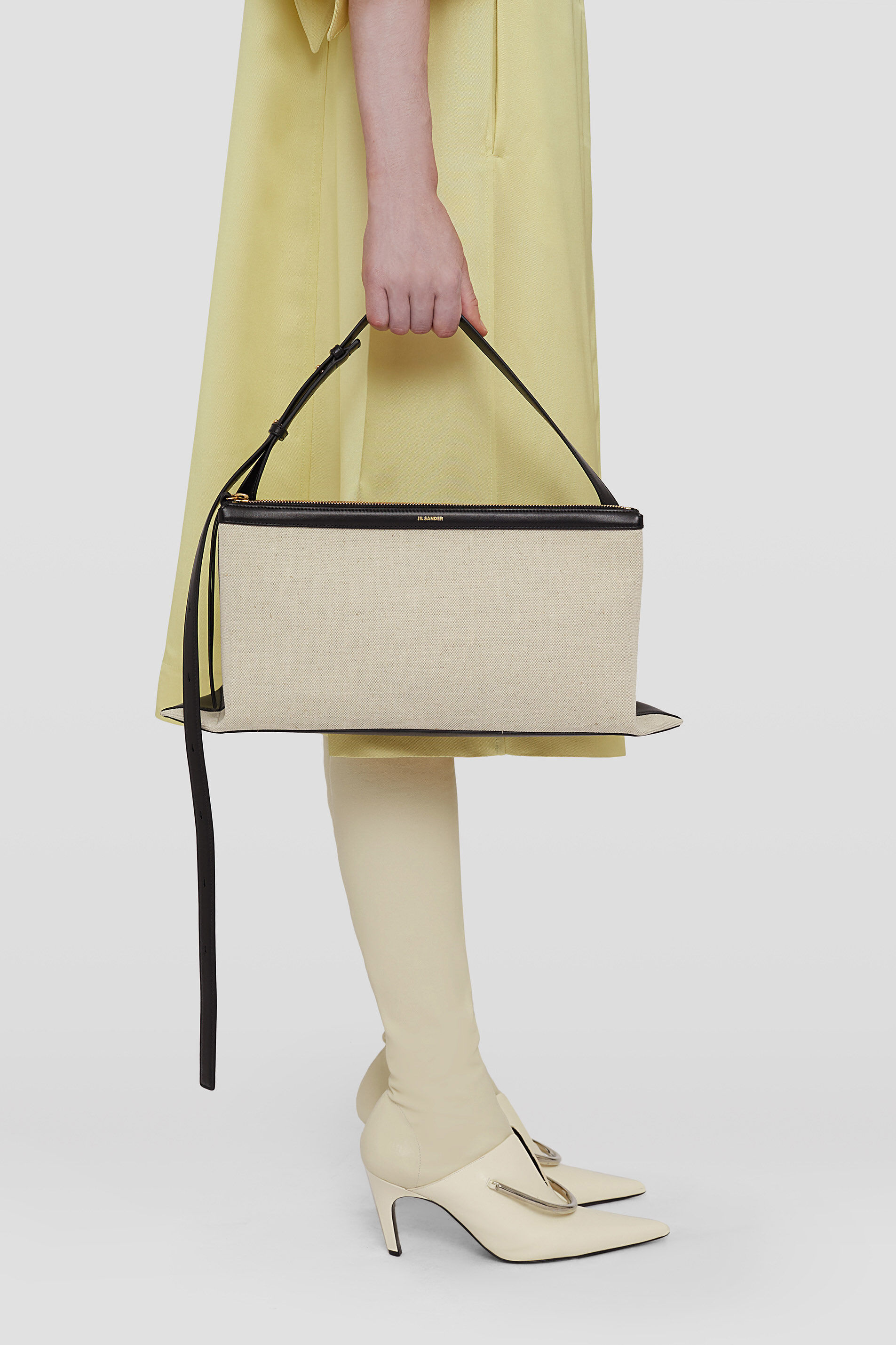 Jil Sander Small Logo-stamp Shoulder Bag In Nude