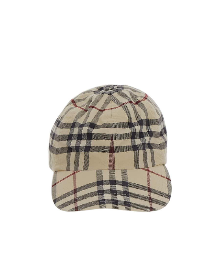 Burberry Plaid-check Cotton Cap In Nude