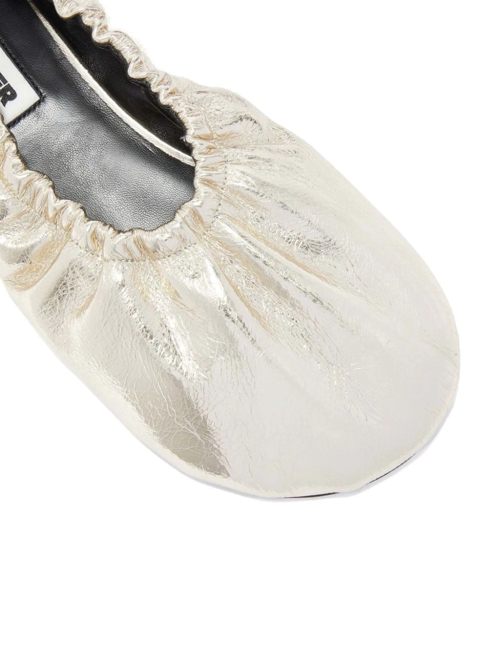 Shop Jil Sander Gathered-detail Leather Ballerina Shoes In White
