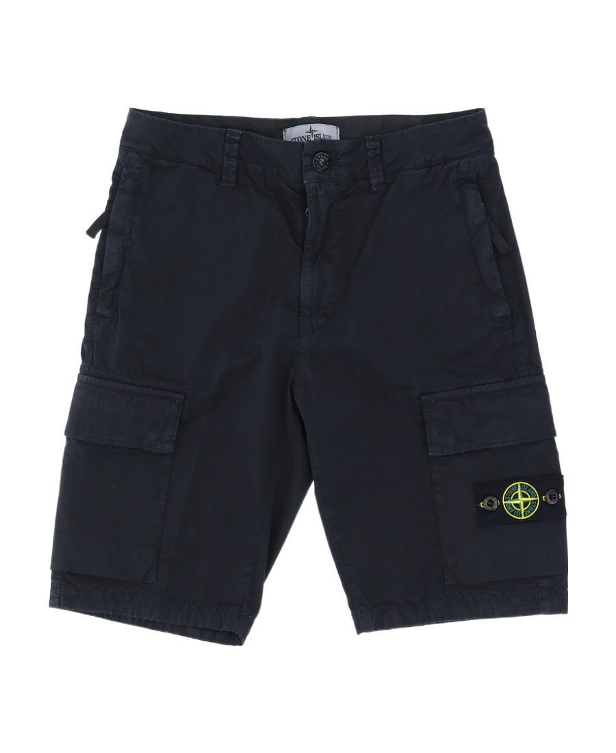 Stone Island Side Logo-patch Cargo Shorts In Black