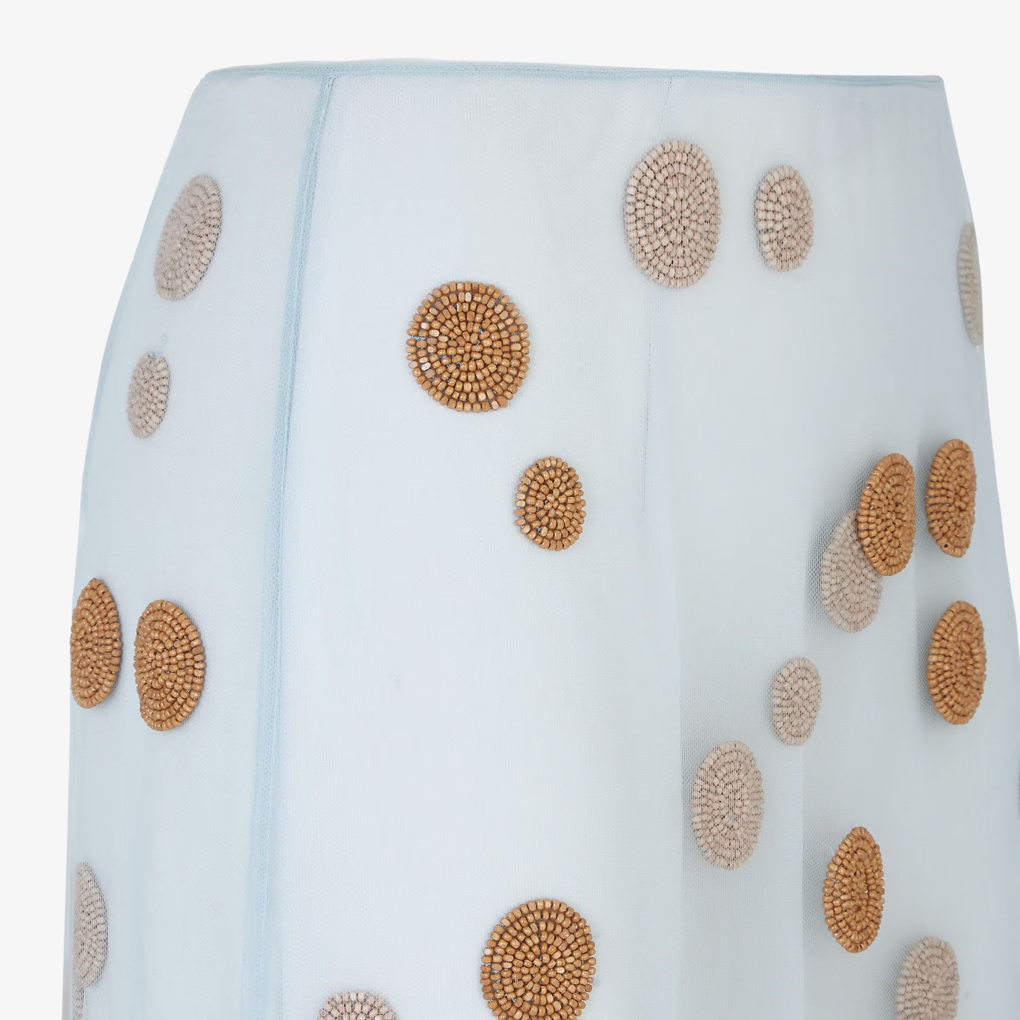 Fendi Sheer Tulle Midi Skirt With Metallic Embroidery In White