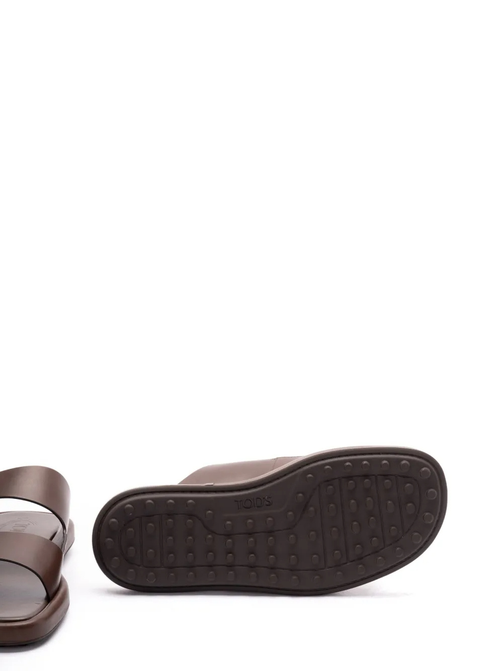 Shop Tod's Leather Slides In Brown