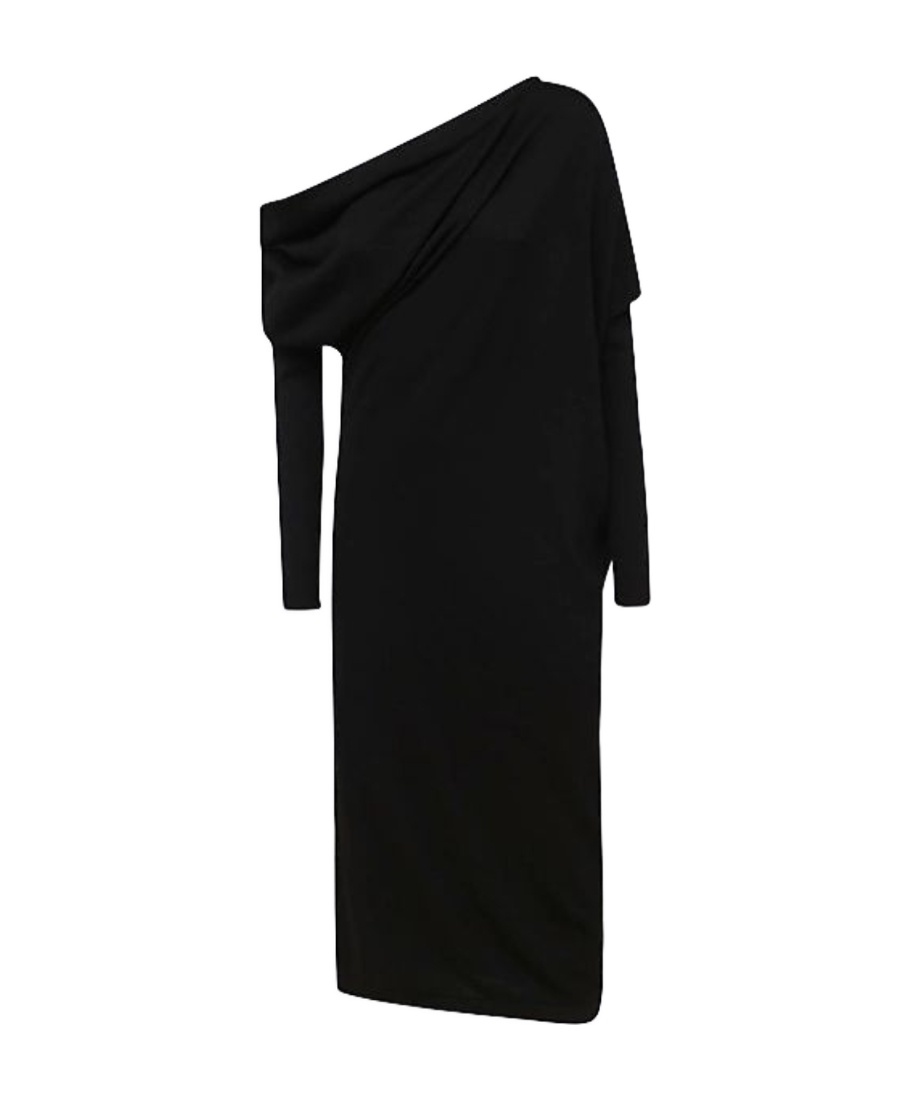 Tom Ford One-shoulder Cashmere And Silk-blend Midi Dress In Black