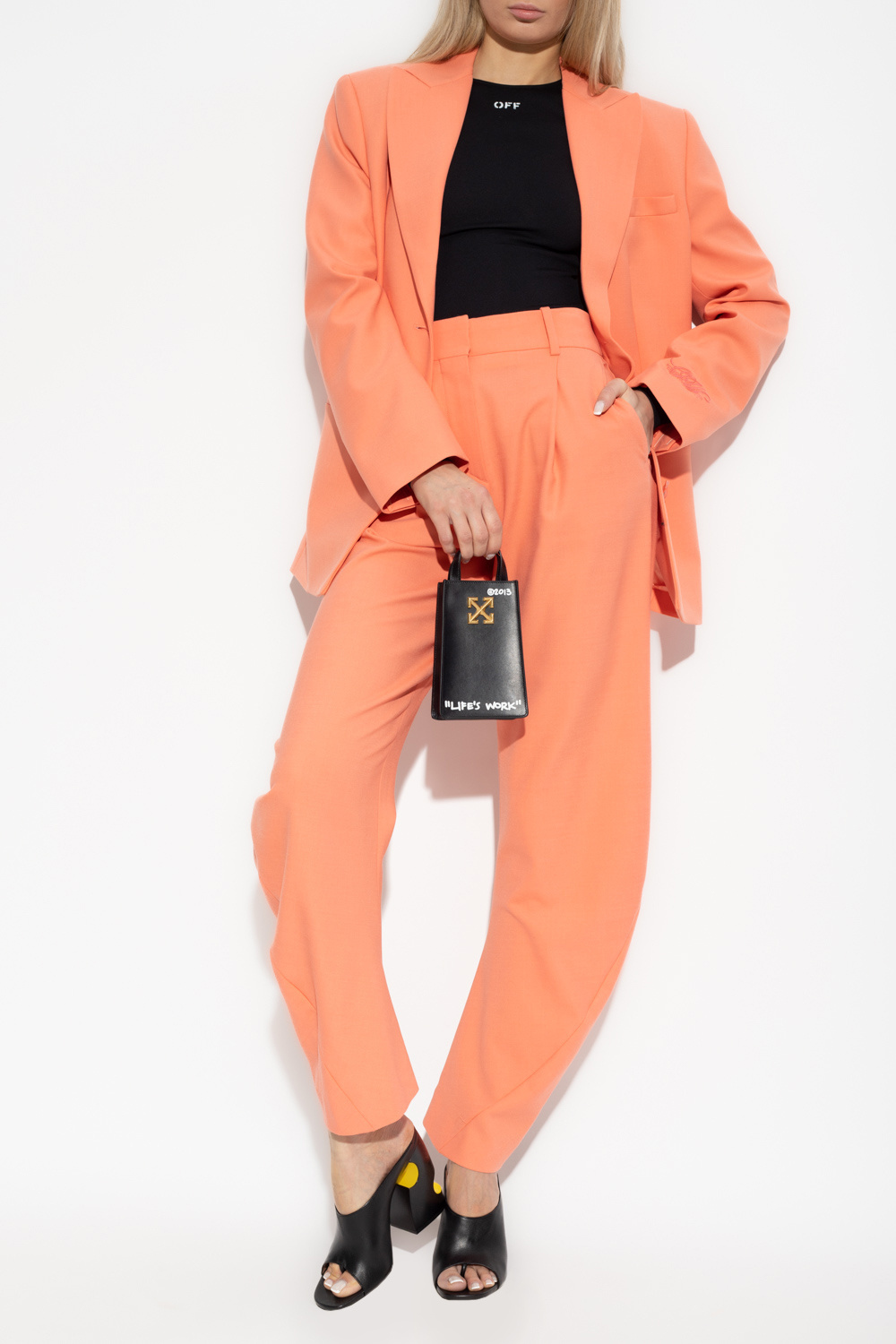 Off-white Blazer In Orange Wool In Pink