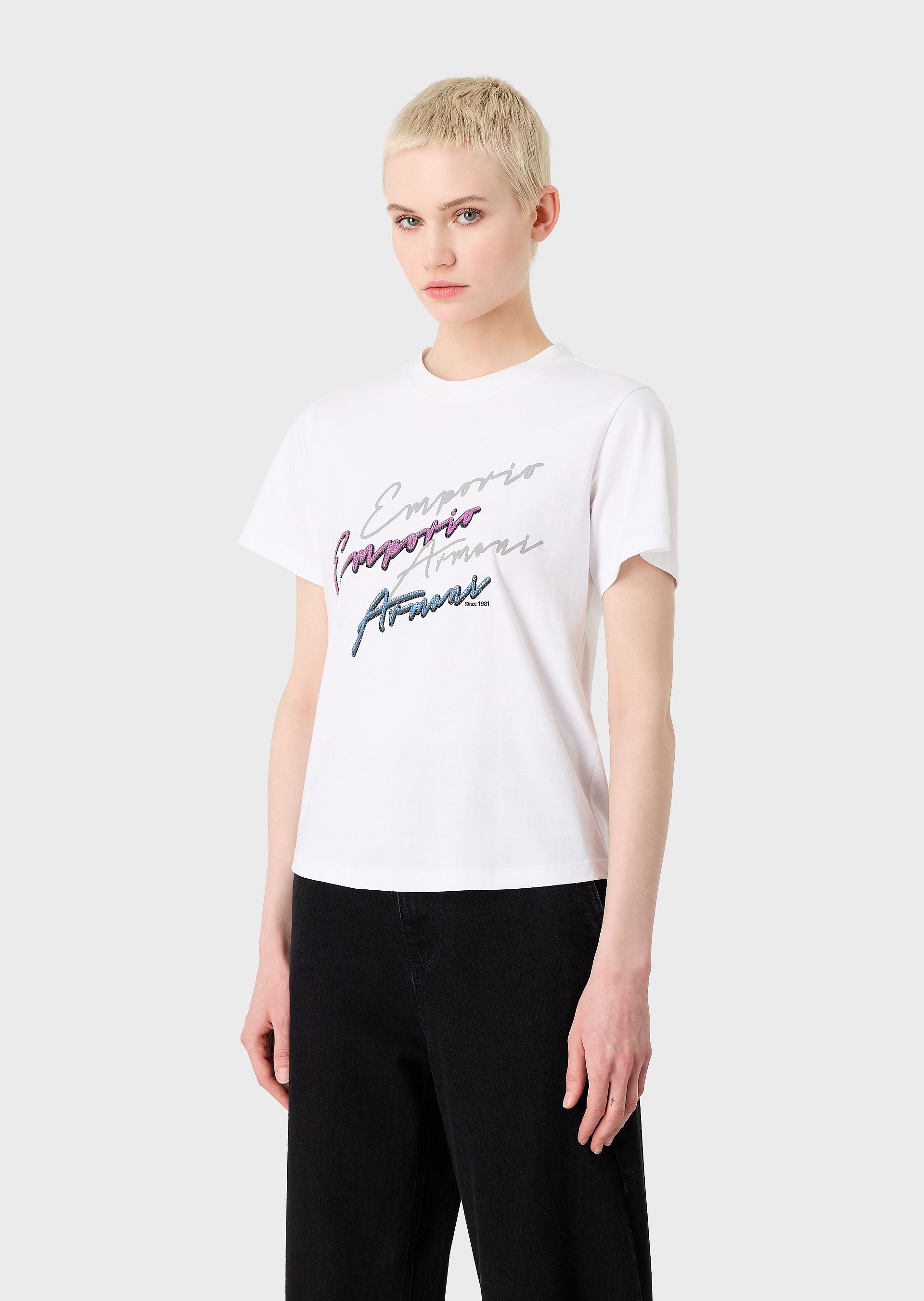 EMPORIO ARMANI PRINTED WITH LOGO SIGNATURE T-SHIRT
