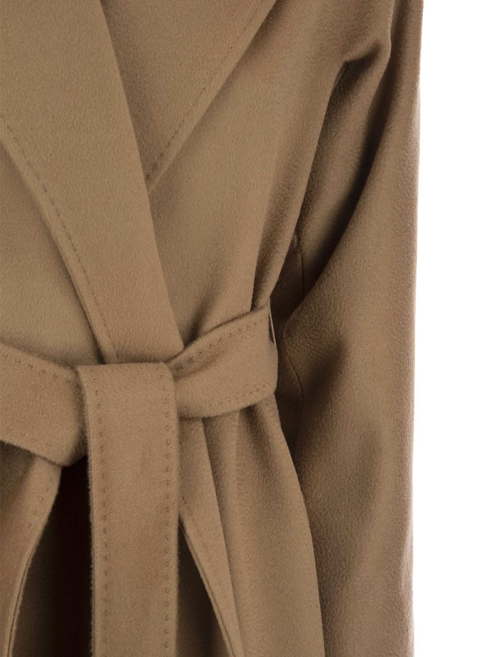 Max Mara Long-sleeved Lace-up Coat In Brown