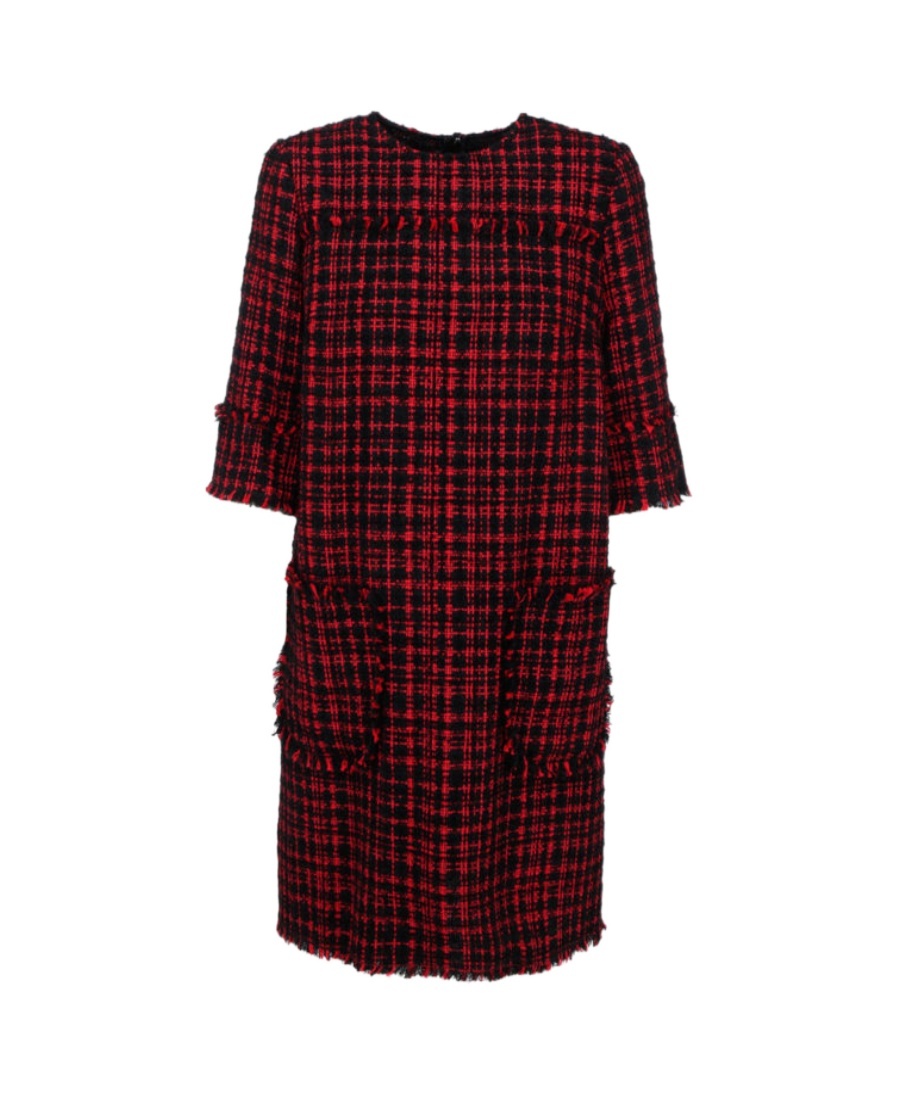 Dolce & Gabbana Short Tweed A-line Dress In Black