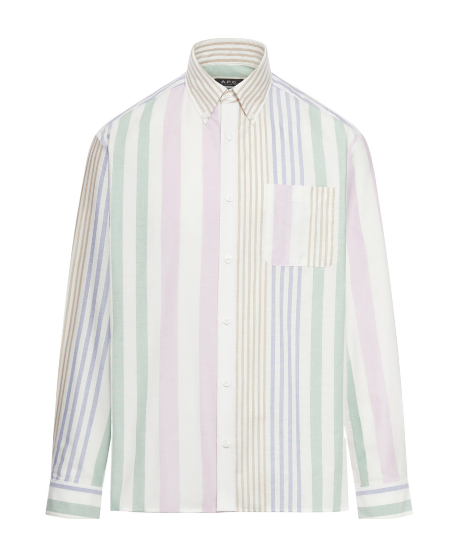Apc A.p.c. Mateo Oversize Stripe Organic Cotton Button-down Shirt In White