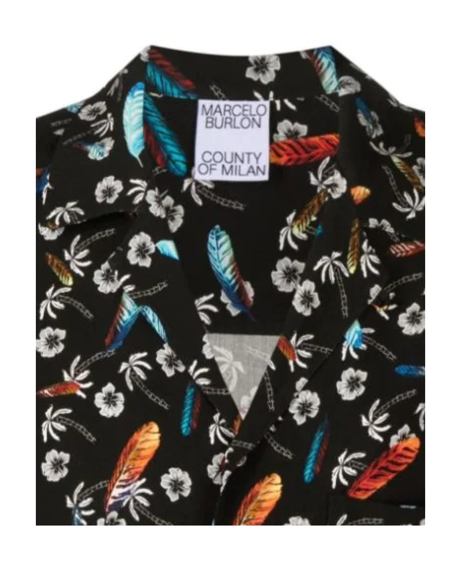 Marcelo Burlon County Of Milan Marcelo Burlon Hawaii Shirt In Black