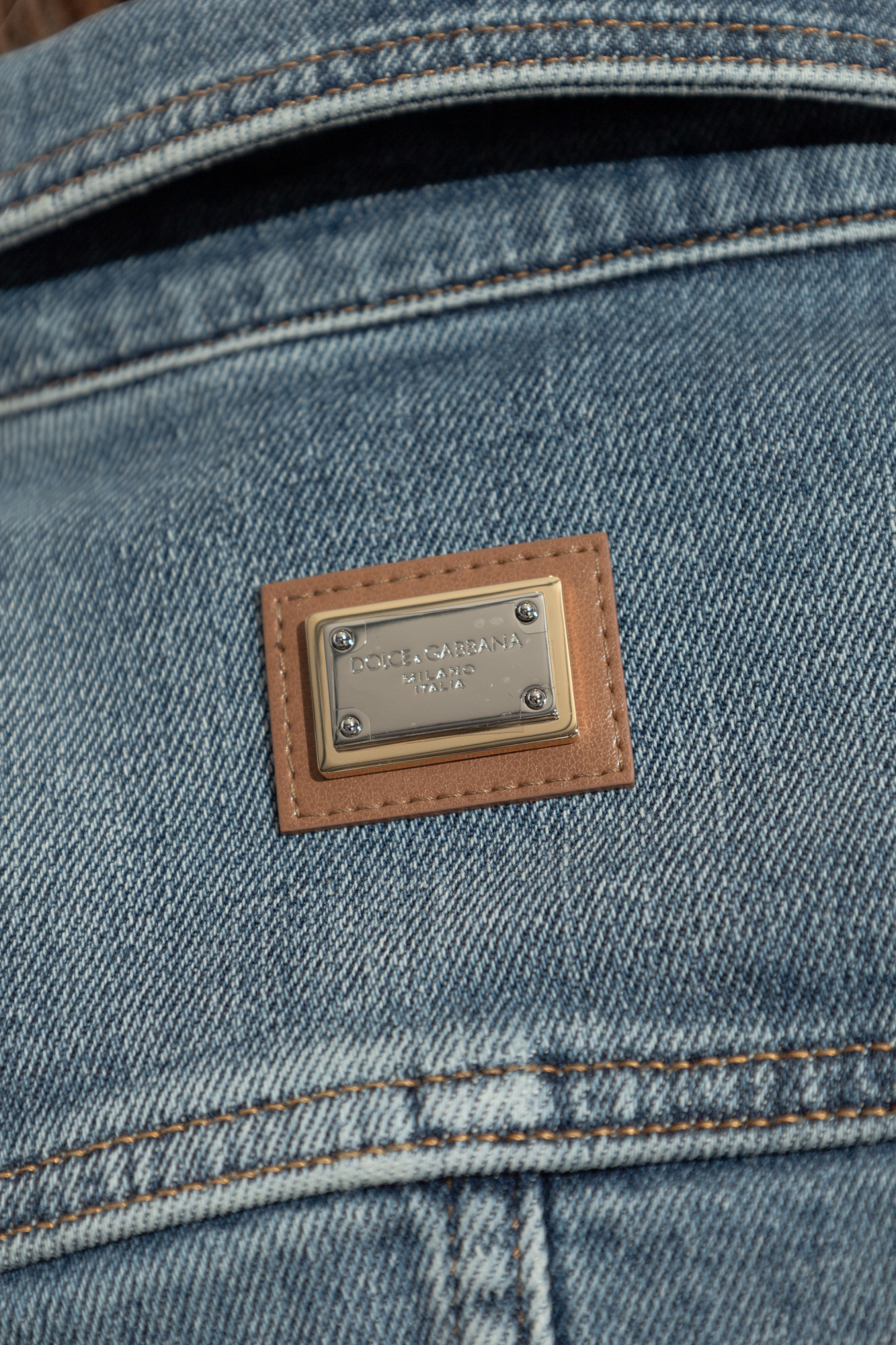 Dolce & Gabbana Logo-plaque Denim Jacket In Blue