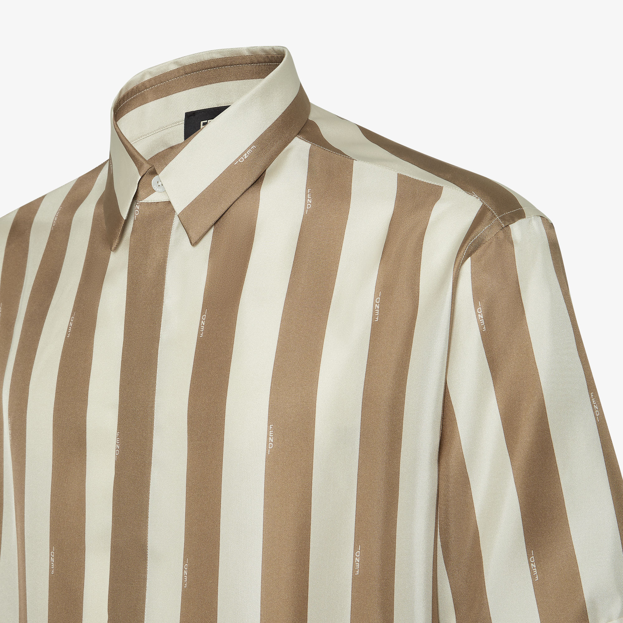 Fendi Beige Pequin Silk Shirt In White