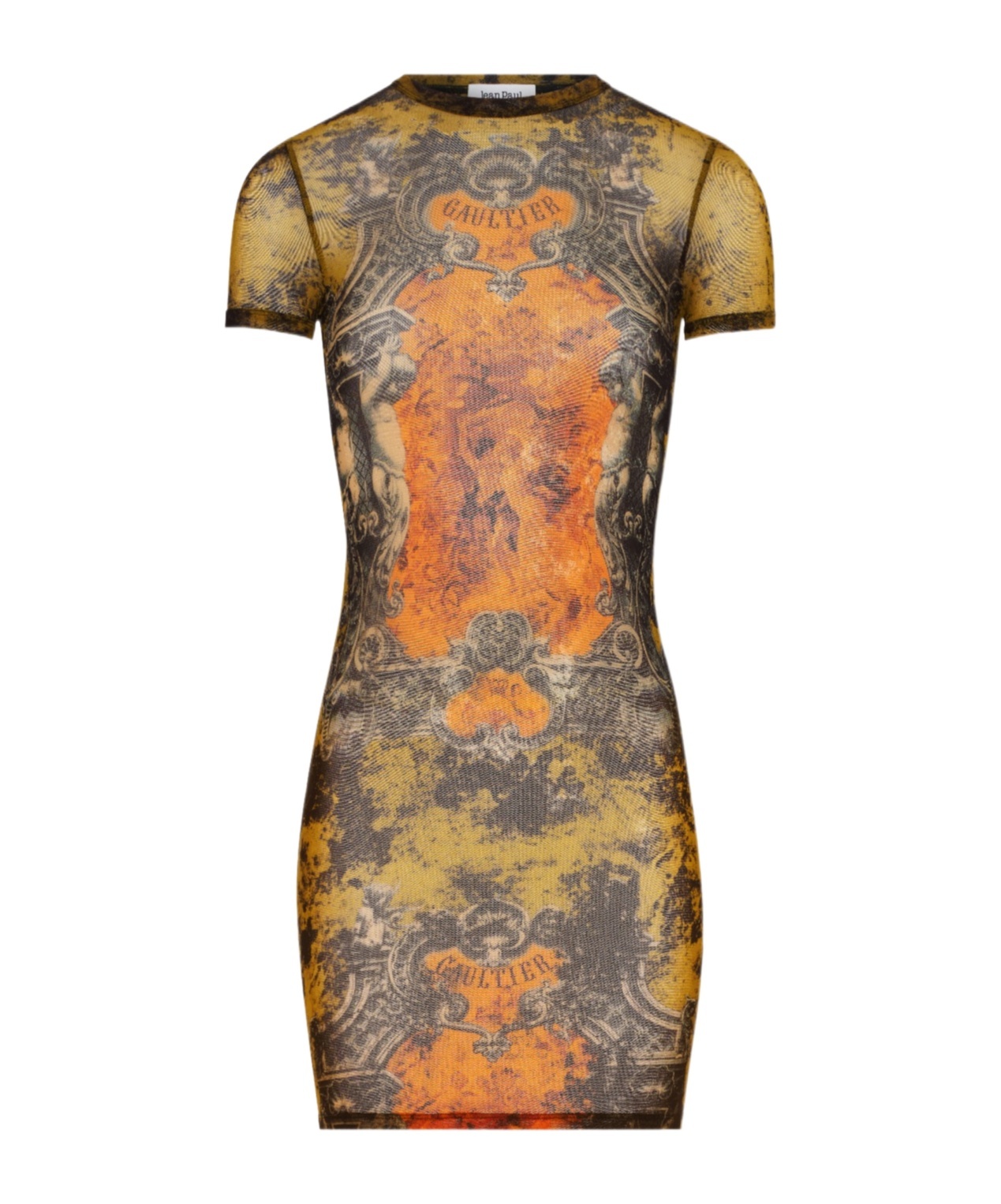 Jean Paul Gaultier Medallion Mesh Mini Dress In Multi