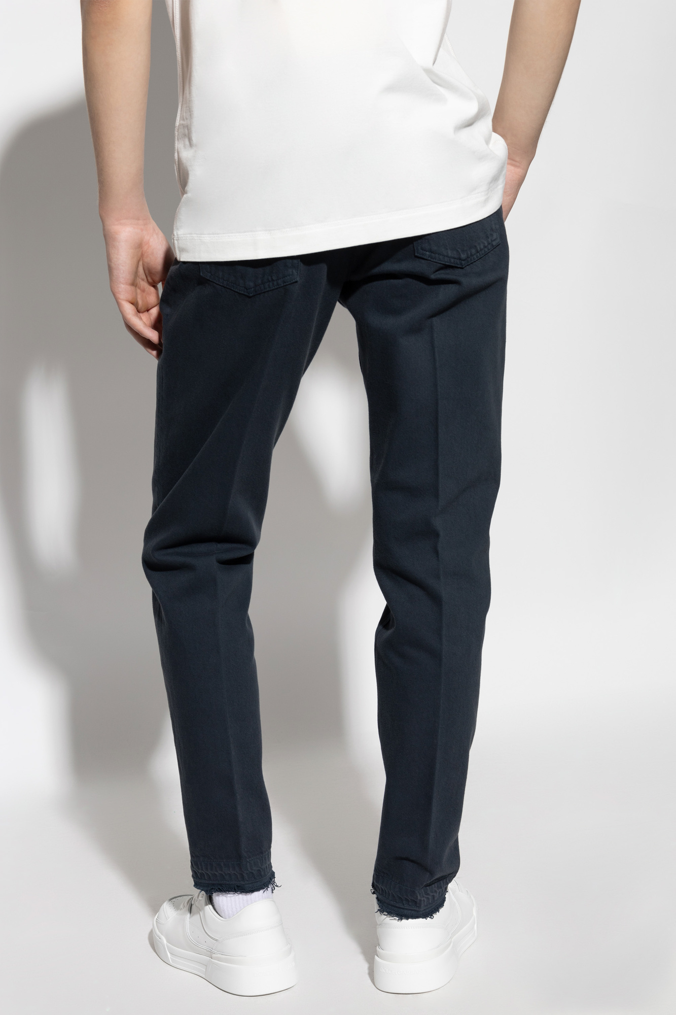 Dolce & Gabbana Pressed-crease Slim-cut Jeans In Black